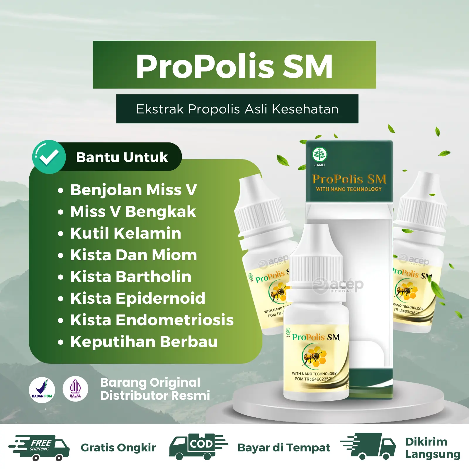 Propolis Sm Untuk Benjolan DI Miss V Polip Rahim Kanker Serviks Daging Jadi Bengkak Miss V jamuran Gatal Perih Bau Kutil Kelamin Miom Kista Bartholin Ovarium Epidernoid Endometriosis Miom Uteri Feminine Hygiene Keputihan Kewanitaan Selangkangan Manjakani
